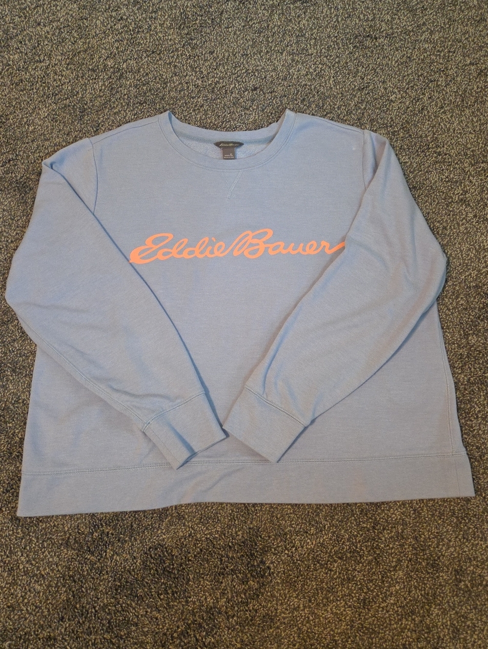 Eddie Bauer Light Blue Crewneck with Coral Script Logo